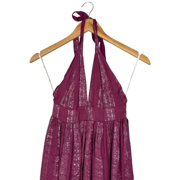 Lulu’s Charlize Magenta Striped Purple Halter Midi Dress Sz XS NWT - Picture 5 of 15